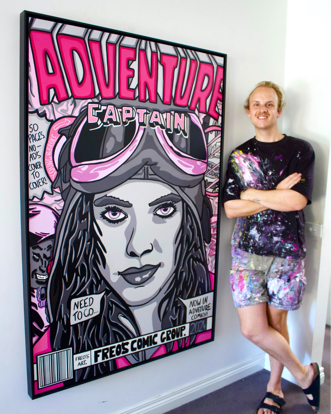  Adventure Captain original acrylic painting on canvas, framed wall art